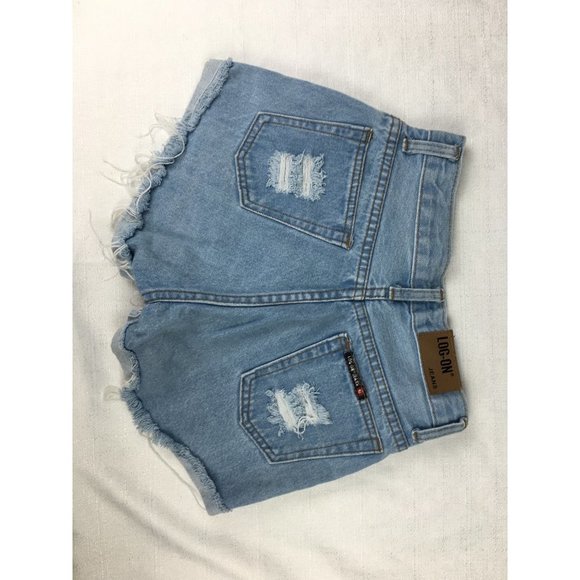 Log On HIgh Rise Light Wash Distressed Shorts Size Small - Picture 8 of 8